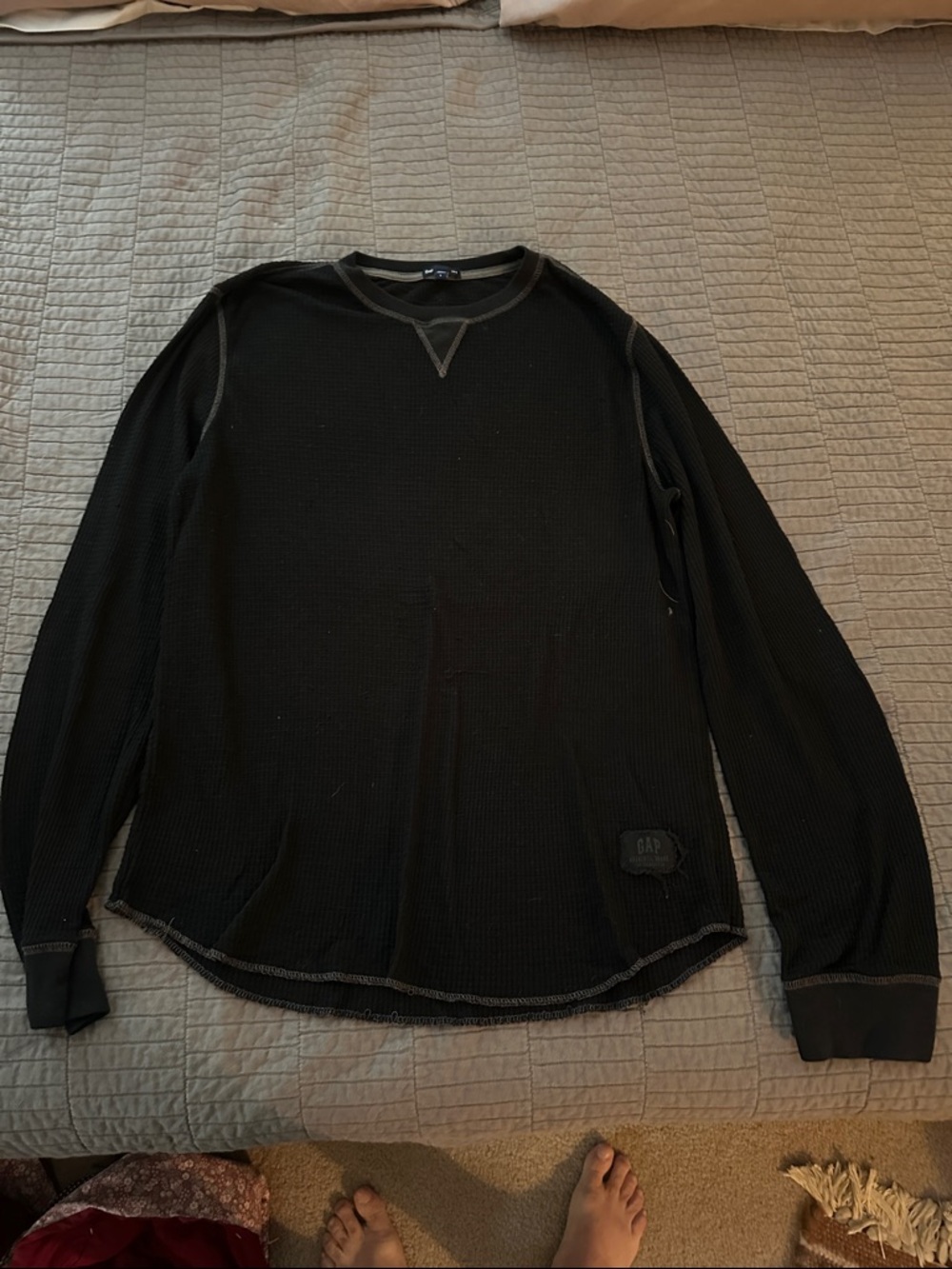 GAP Black Waffle Thermal Long Sleeve Tee